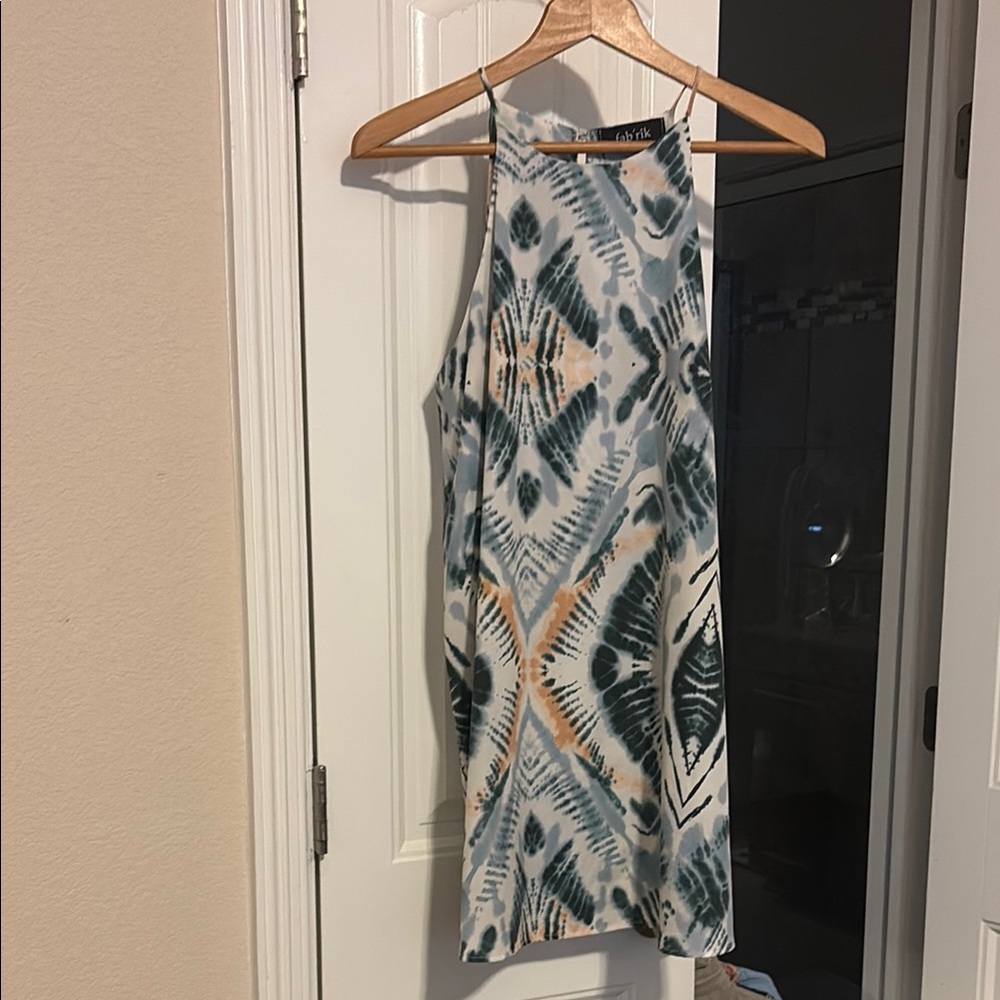 fab'rik Blue Sleeveless Halter Sheath Dress